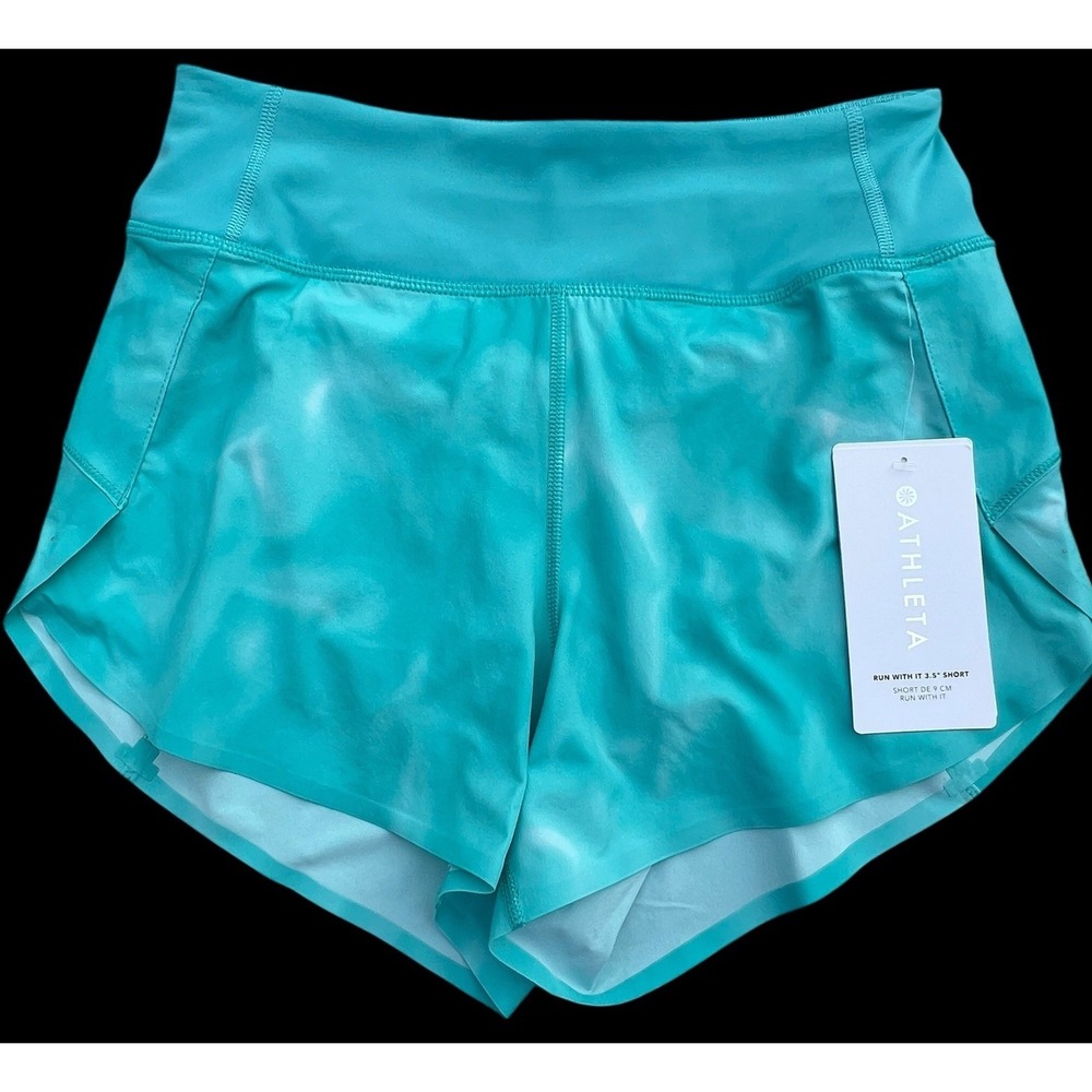 Athleta Run With It 3.5" Athletic Training Running Shorts Women XXS Teal NWT